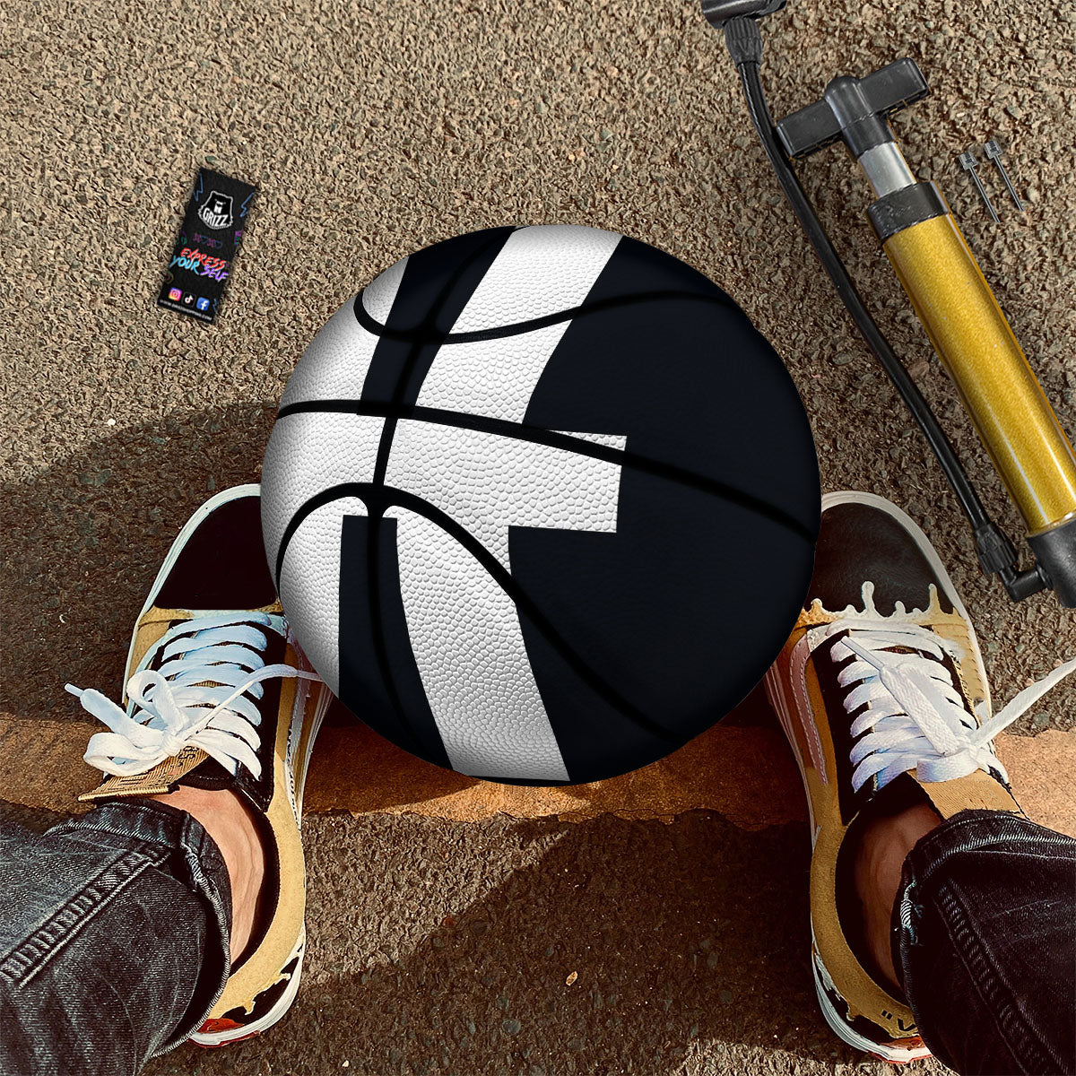 White And Black Pisces Sign Print Basketball