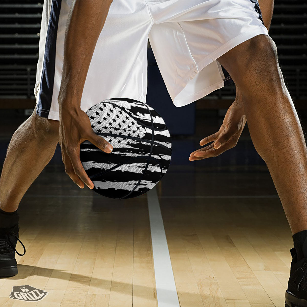 White And Black USA Flag Print Basketball