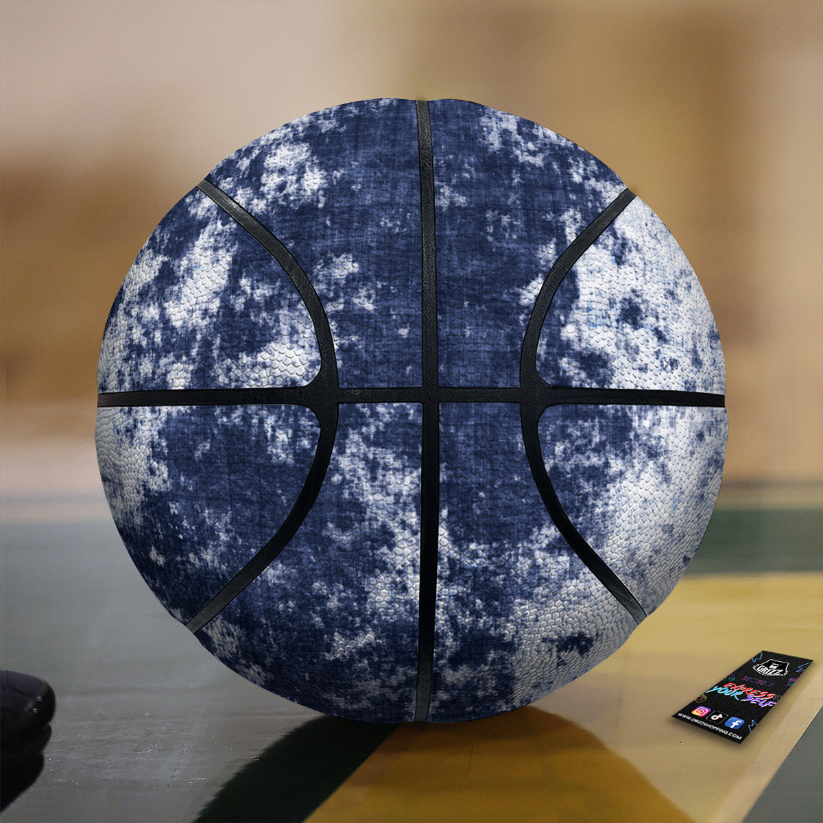 White And Blue Tie Dye Acid Wash Print Basketball