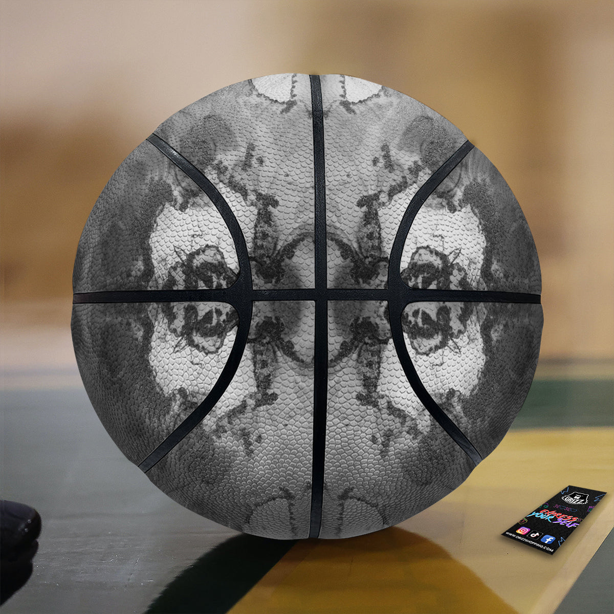 White And Dark Grey Marble Print Pattern Basketball