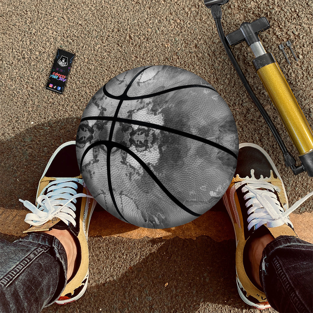 White And Dark Grey Marble Print Pattern Basketball