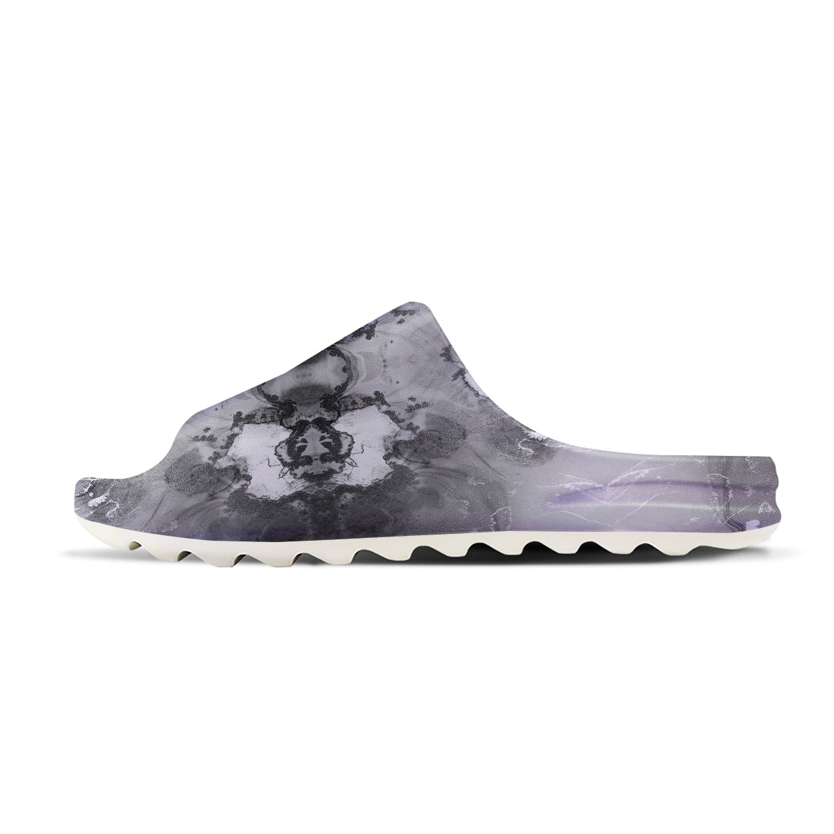 White And Dark Grey Marble Print Pattern Sandals-grizzshop