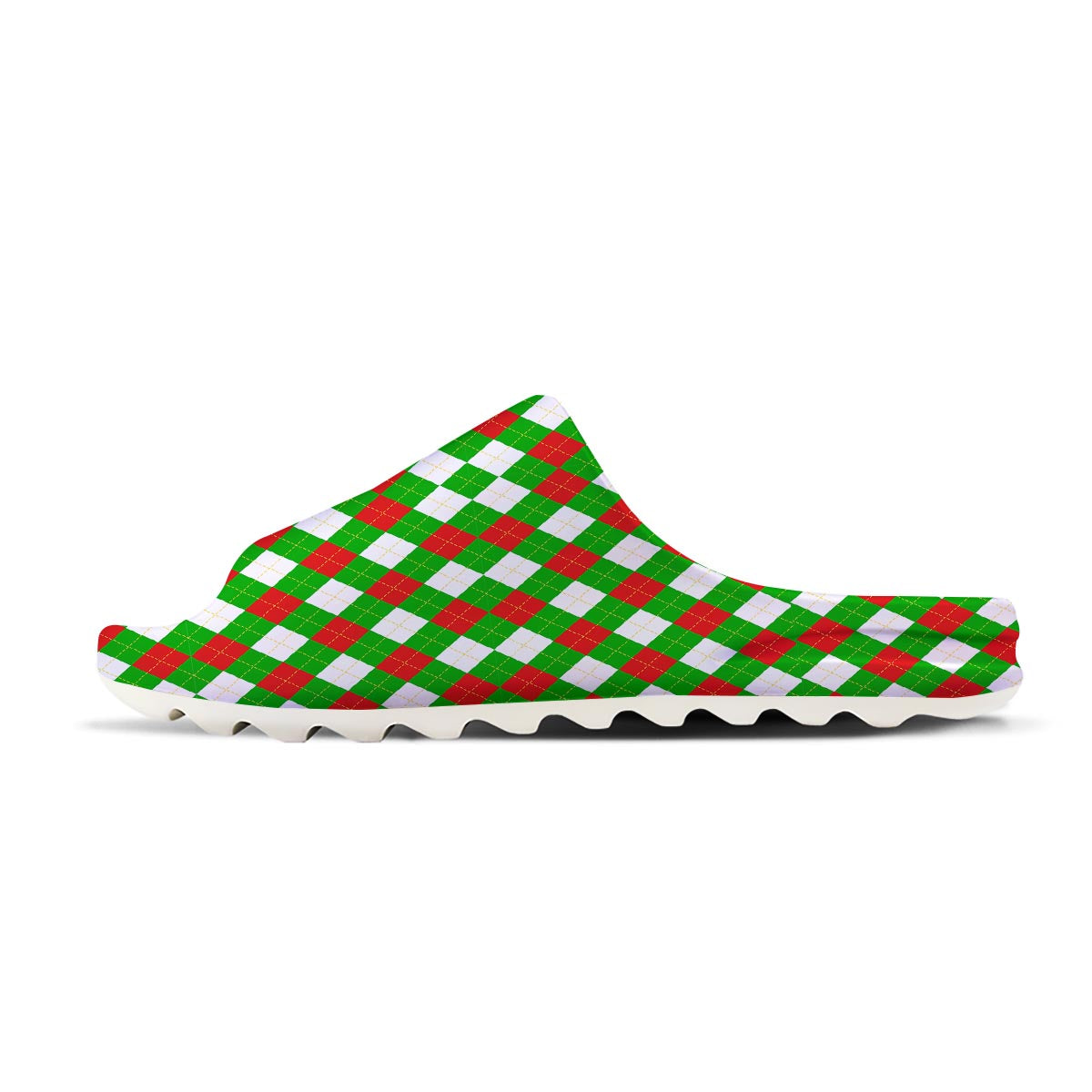 White Argyle And Green Red Print Pattern Sandals-grizzshop