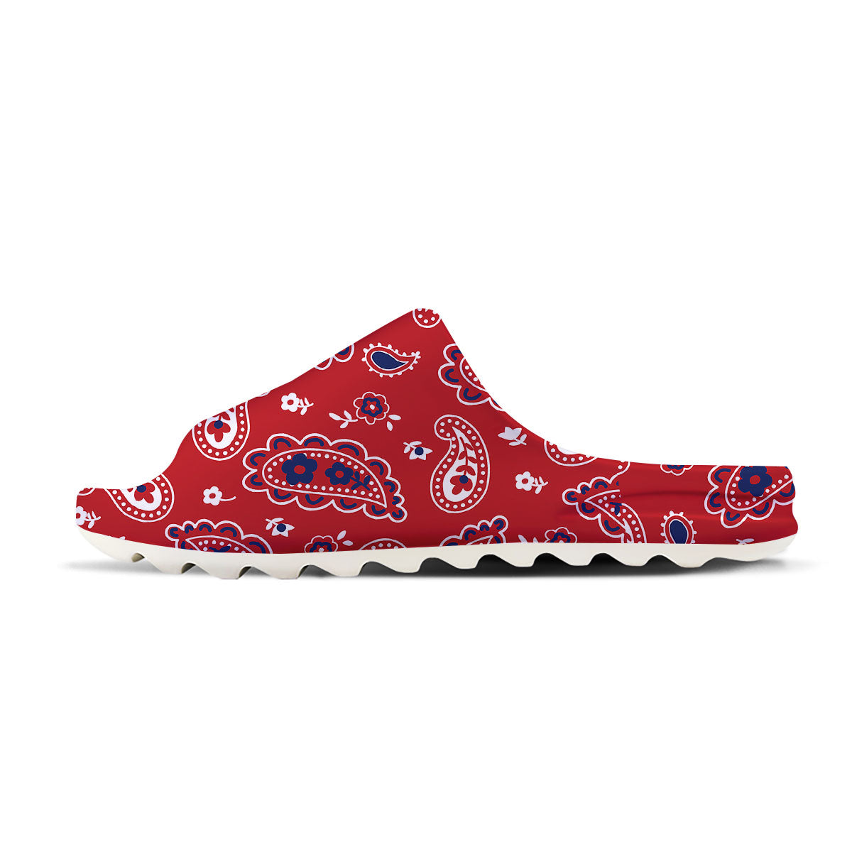 White Bandana And Blue Red Print Sandals-grizzshop