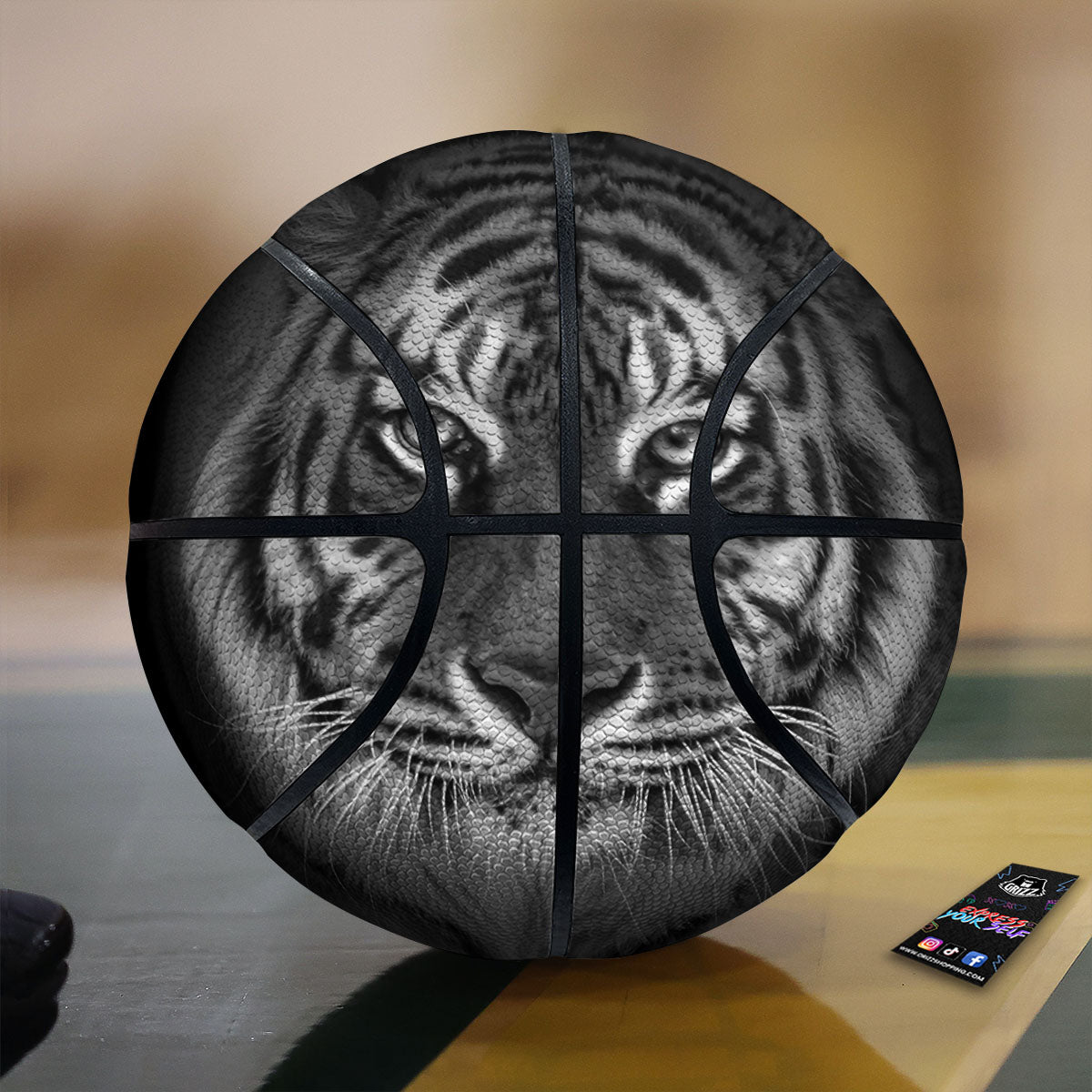White Bengal Tiger Monochrome Print Basketball