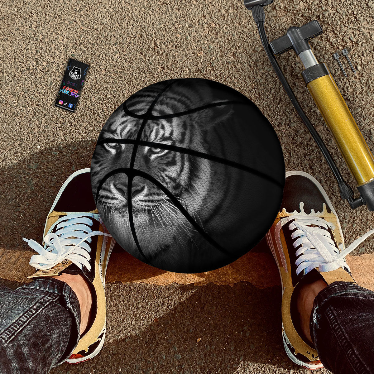 White Bengal Tiger Monochrome Print Basketball