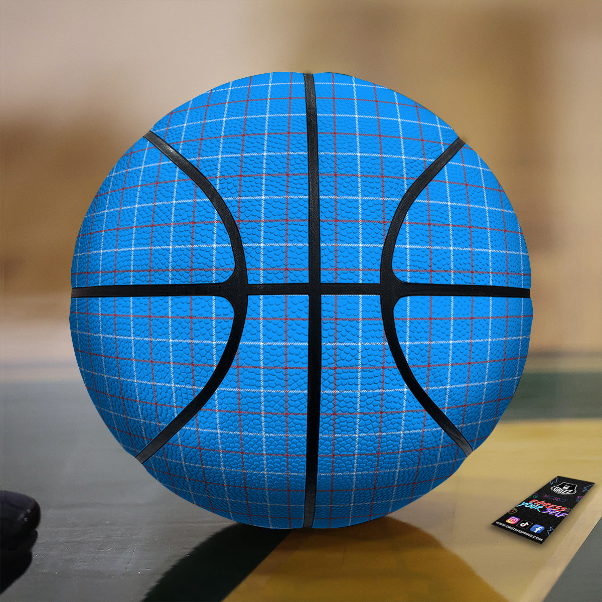 White Blue And Red Tattersall Print Basketball
