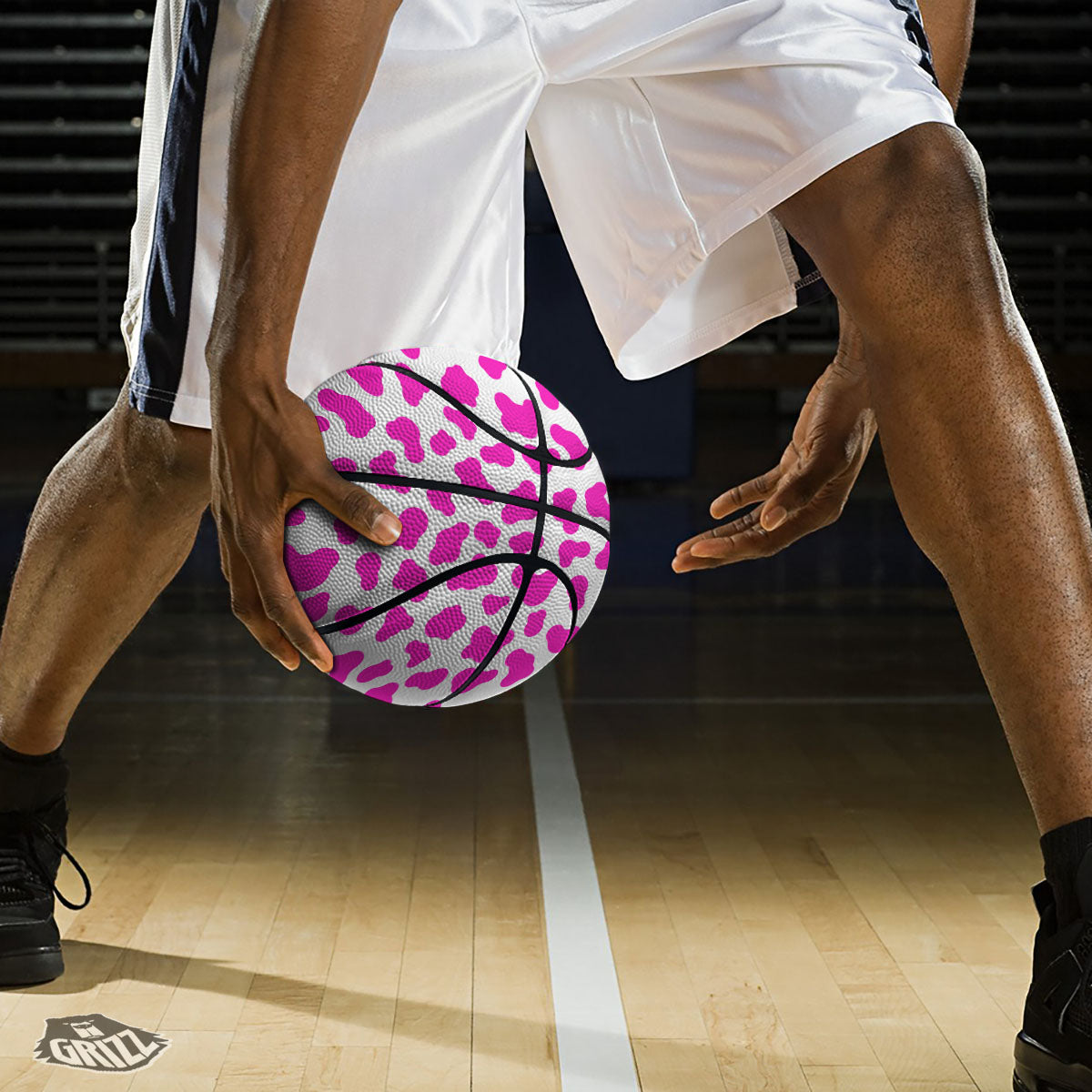 White Cow And Hot Pink Print Basketball