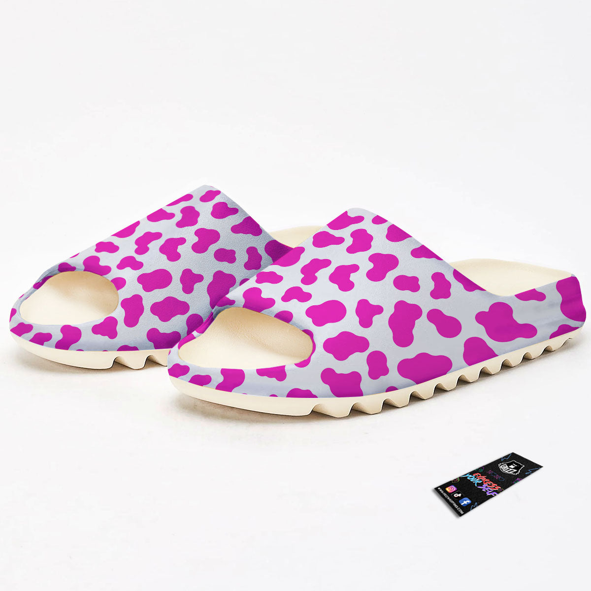 White Cow And Hot Pink Print Sandals-grizzshop