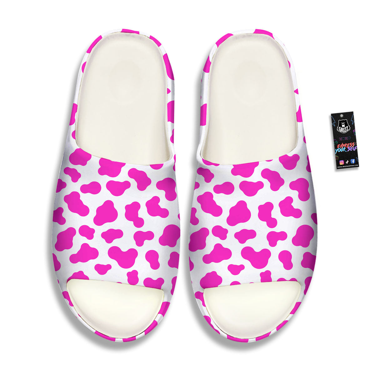 White Cow And Hot Pink Print Sandals-grizzshop