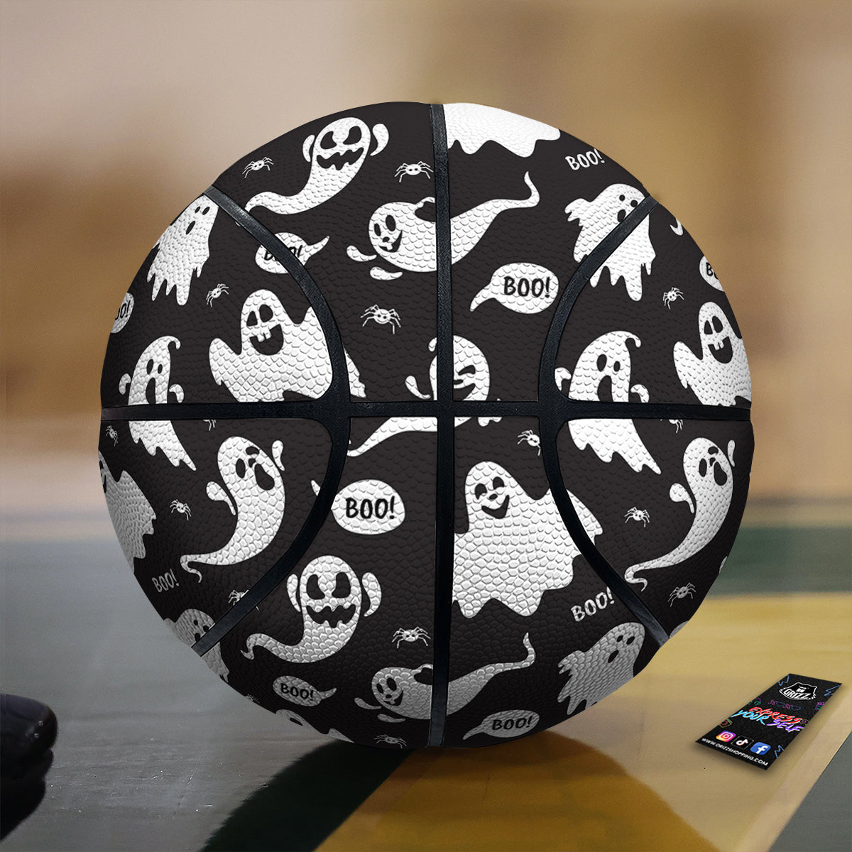White Ghost Print Pattern Basketball