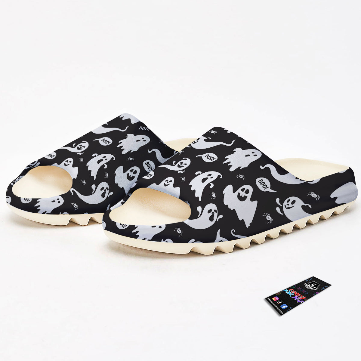 White Ghost Print Pattern Sandals-grizzshop