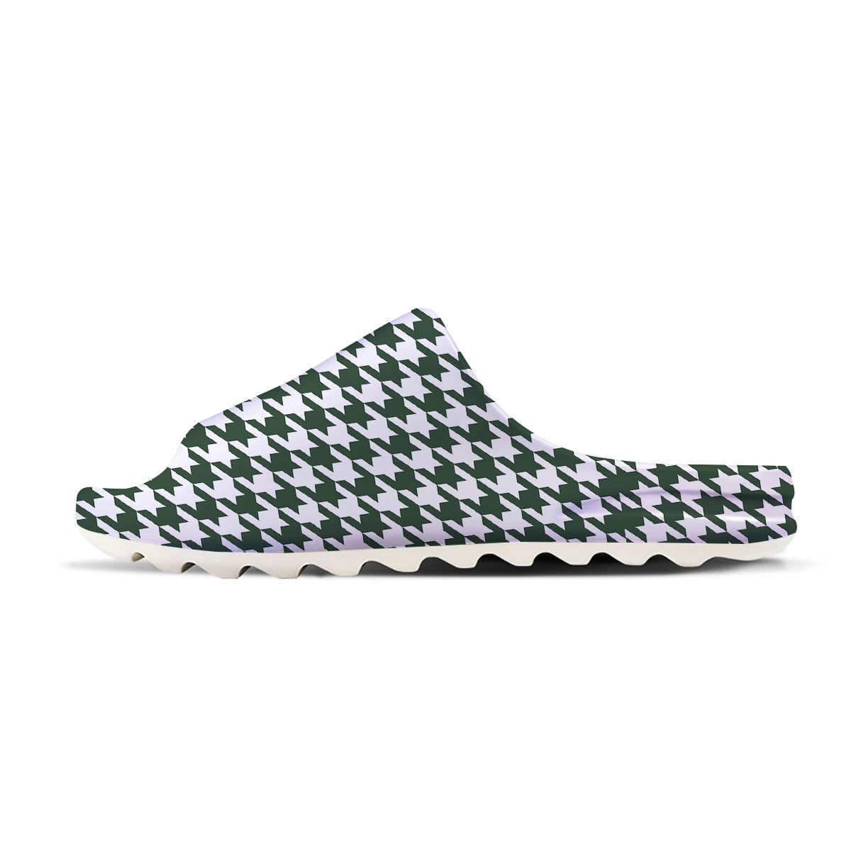 White Green Jungle Houndstooth Print Sandals-grizzshop