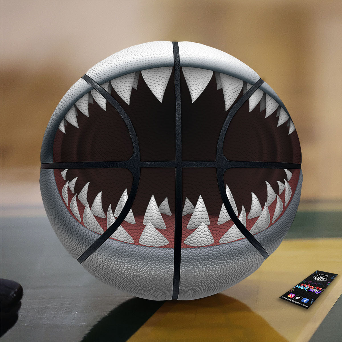 White Shark Open Mouth Print Basketball