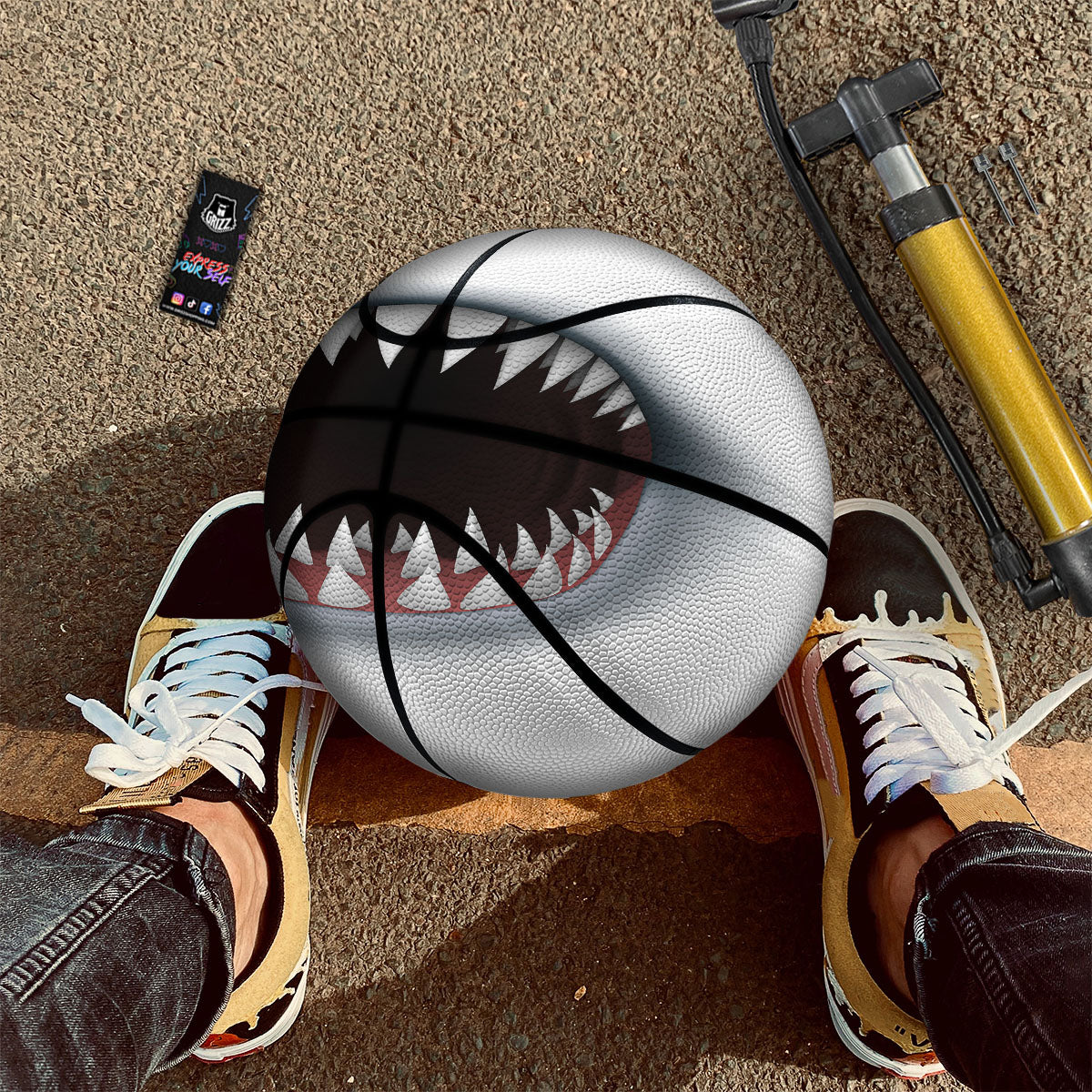 White Shark Open Mouth Print Basketball