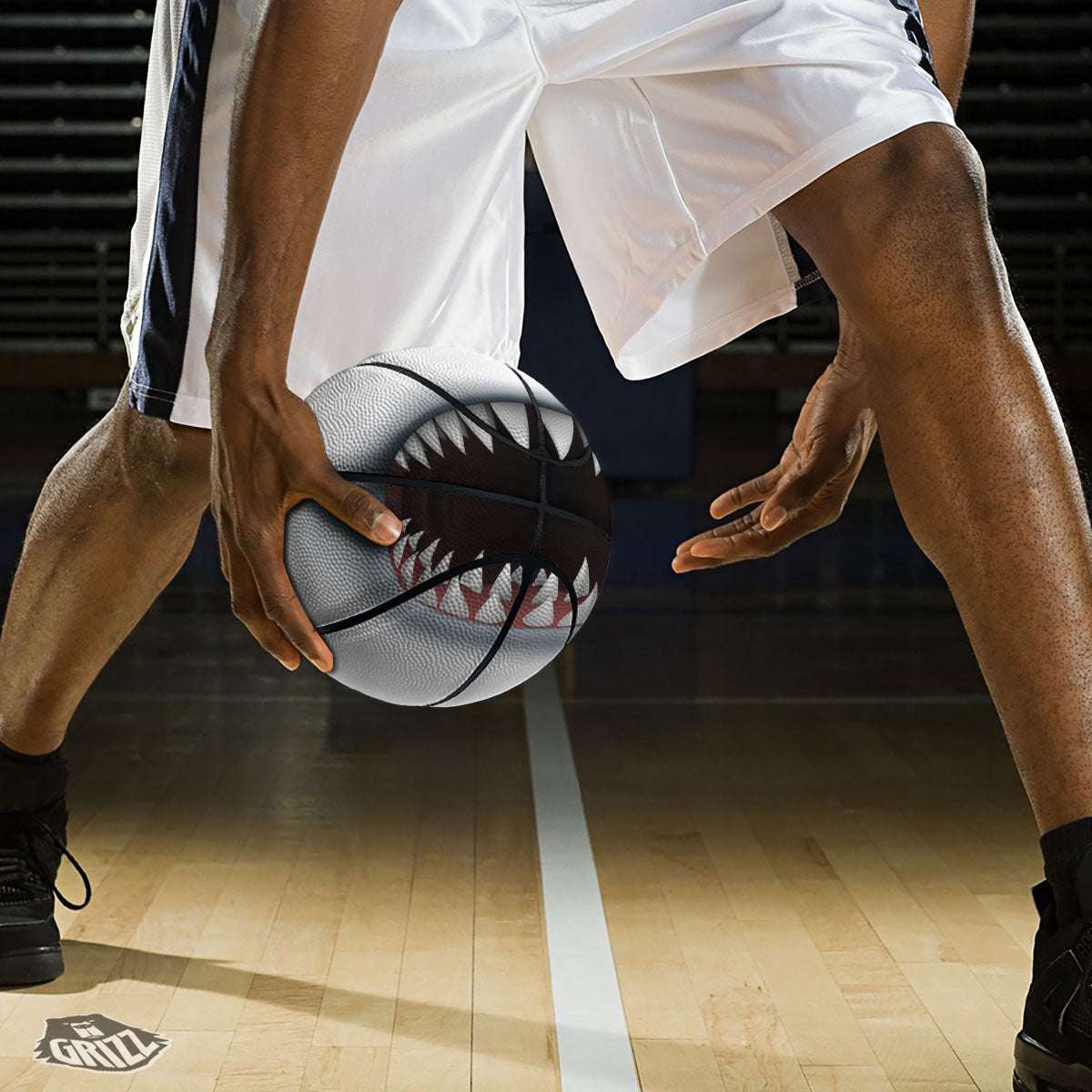 White Shark Open Mouth Print Basketball