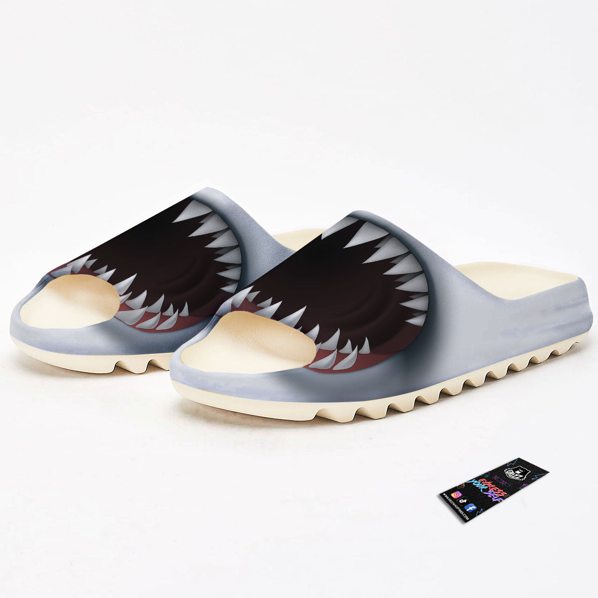 White Shark Open Mouth Print Sandals-grizzshop