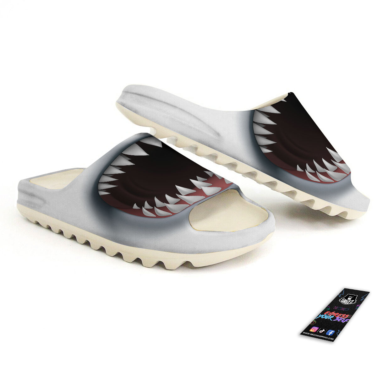 White Shark Open Mouth Print Sandals-grizzshop