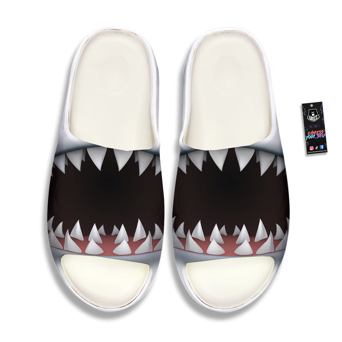 White Shark Open Mouth Print Sandals-grizzshop