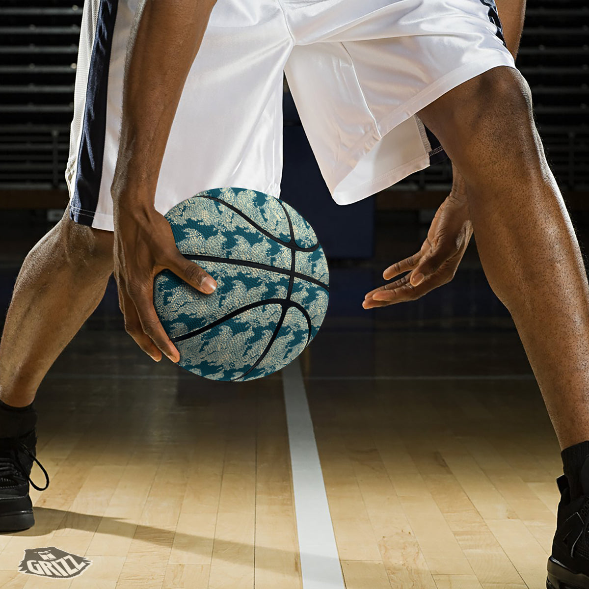 White Tiger Japanese Print Pattern Basketball
