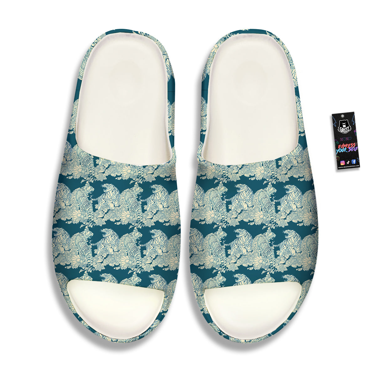 White Tiger Japanese Print Pattern Sandals-grizzshop