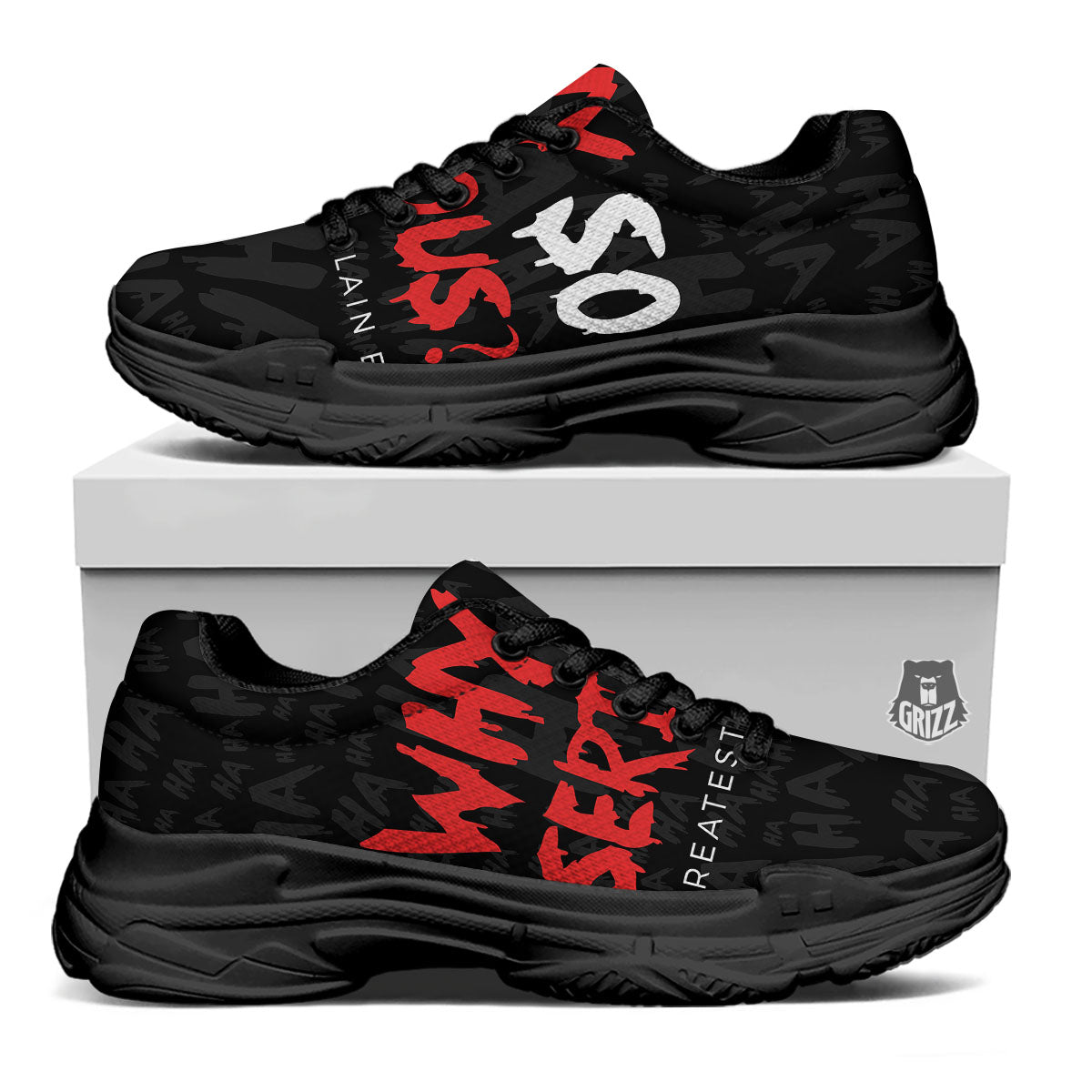 Why So Serious Laughing Joker Print Black Chunky Shoes-grizzshop