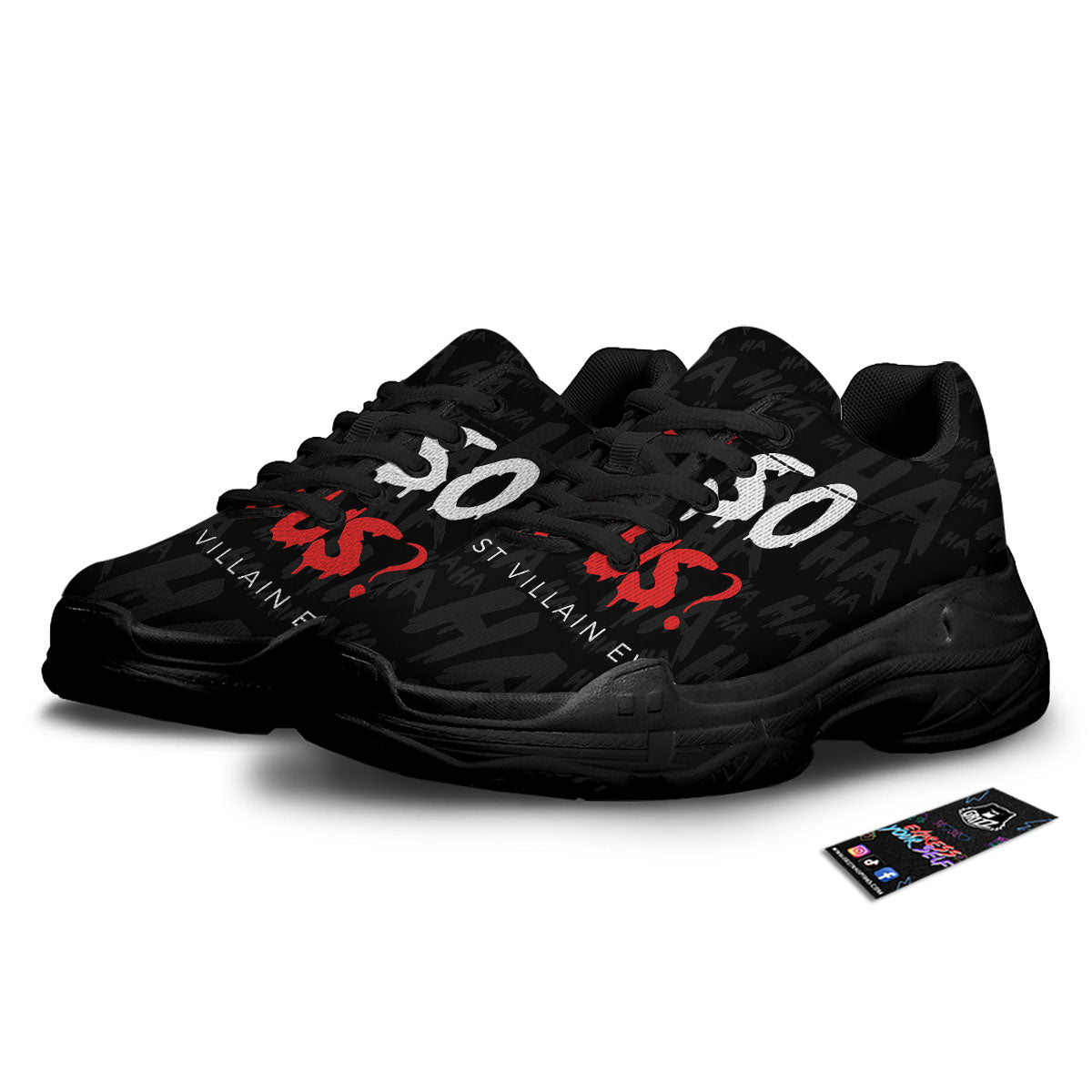 Why So Serious Laughing Joker Print Black Chunky Shoes-grizzshop