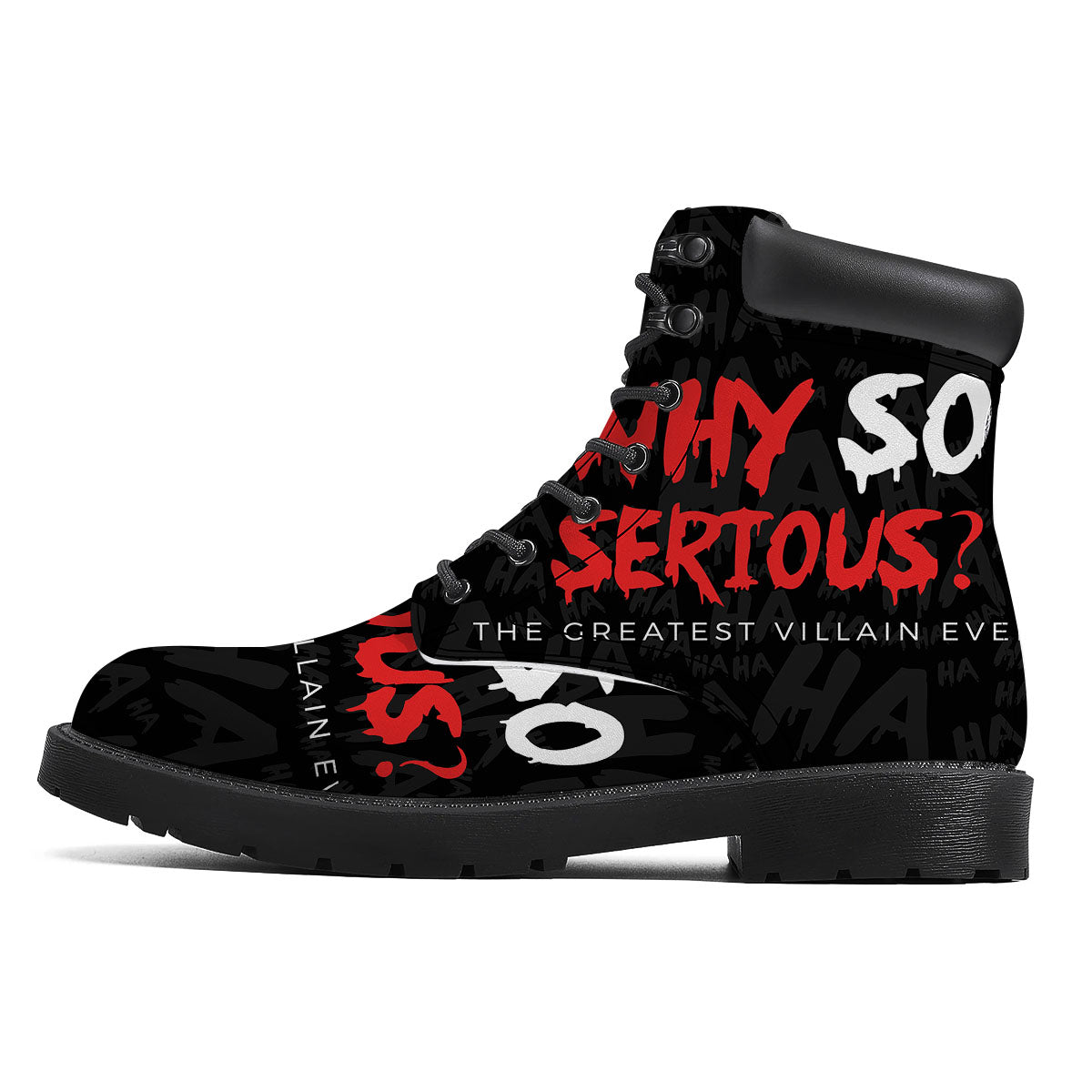 Why So Serious Laughing Joker Print Boots-grizzshop