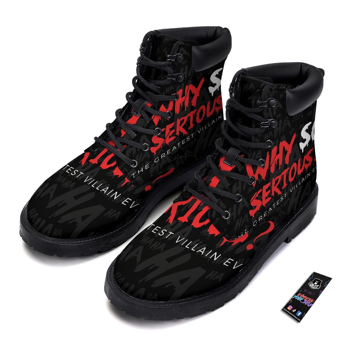 Why So Serious Laughing Joker Print Boots-grizzshop