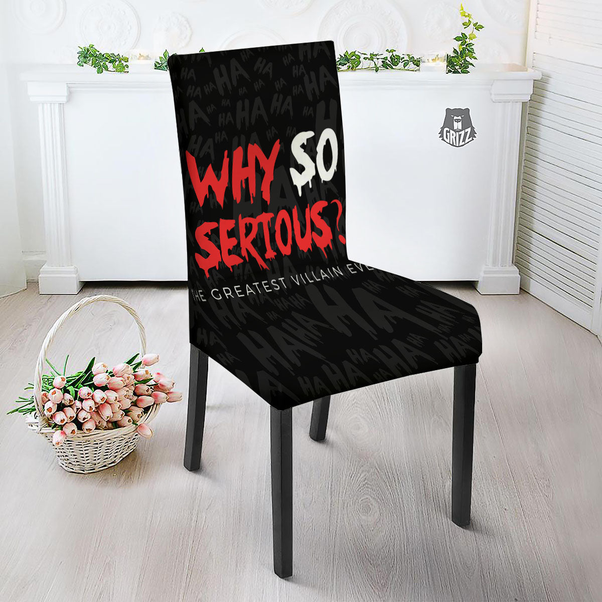 Why So Serious Laughing Joker Print Dining Chair Slipcover-grizzshop