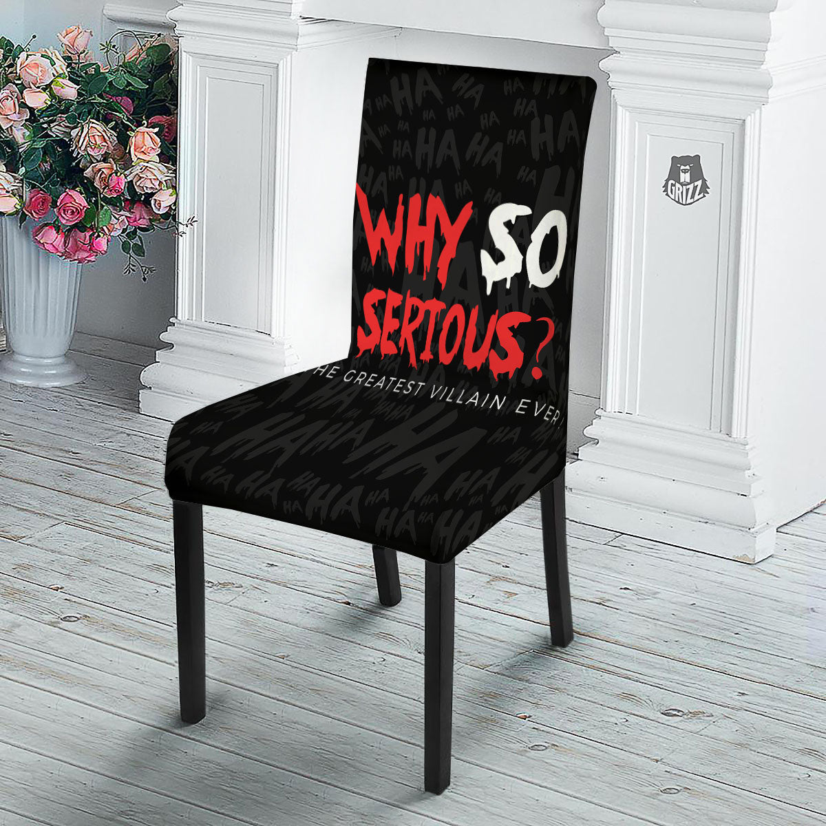 Why So Serious Laughing Joker Print Dining Chair Slipcover-grizzshop