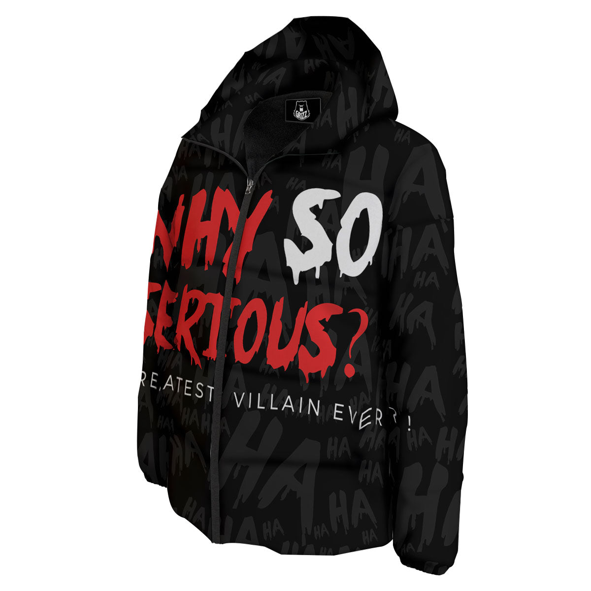 Why So Serious Laughing Joker Print Down Jacket-grizzshop