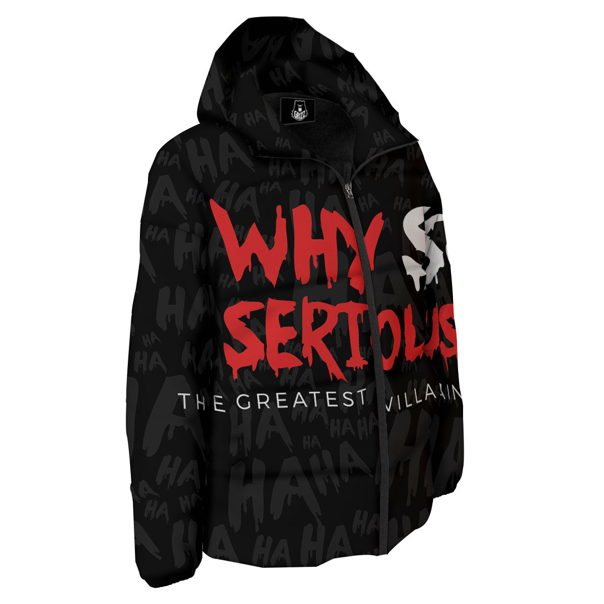 Why So Serious Laughing Joker Print Down Jacket-grizzshop