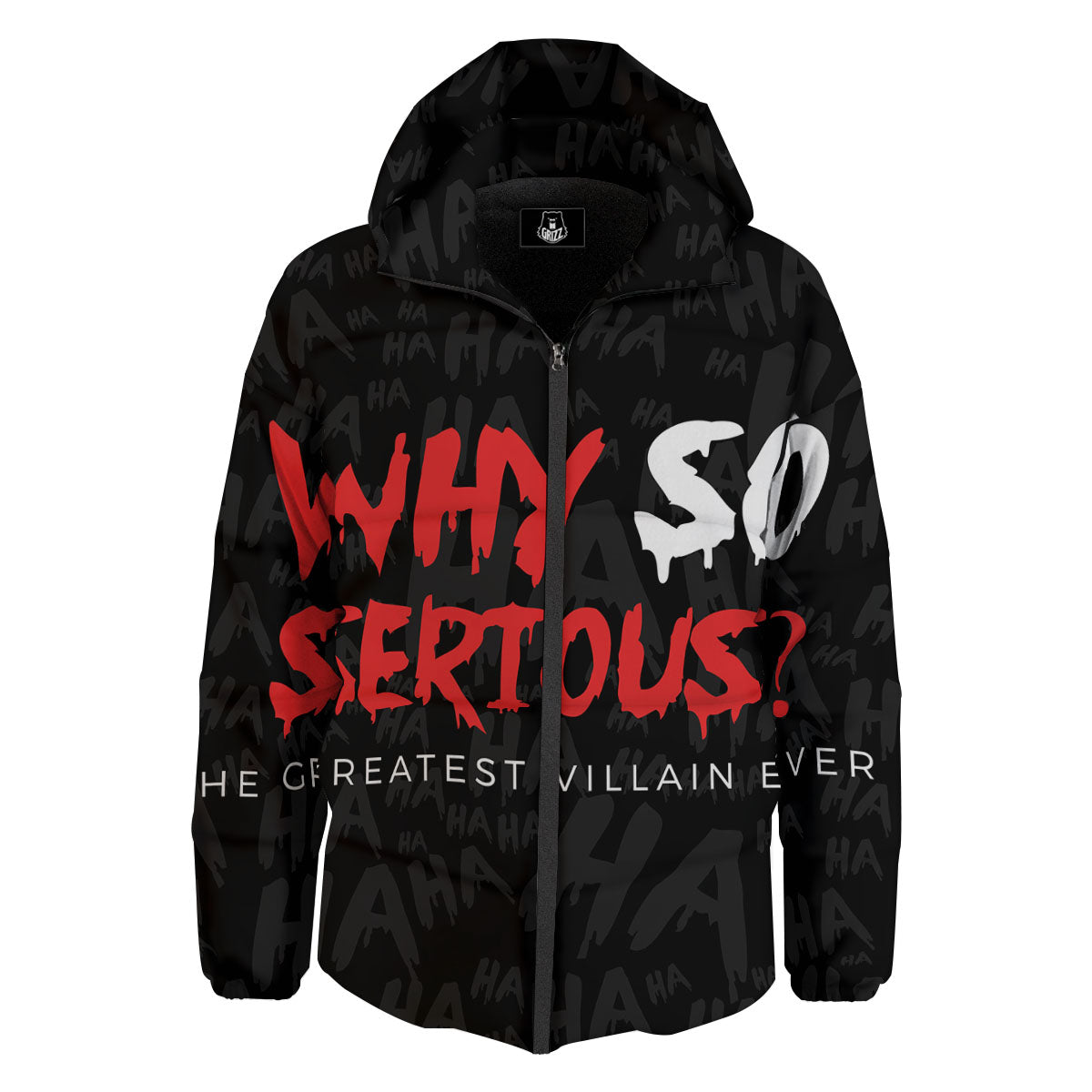 Why So Serious Laughing Joker Print Down Jacket-grizzshop