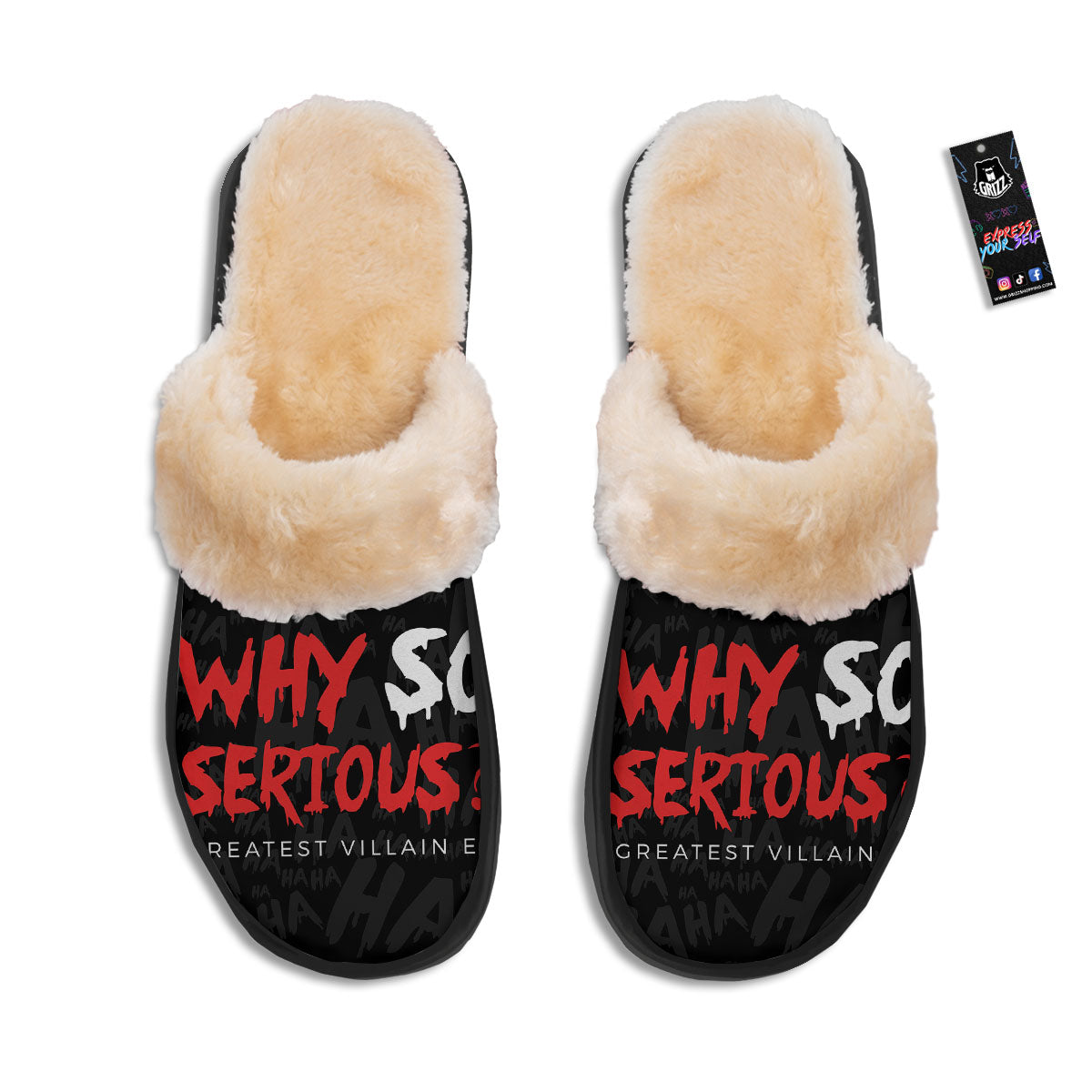 Why So Serious Laughing Joker Print Slippers-grizzshop