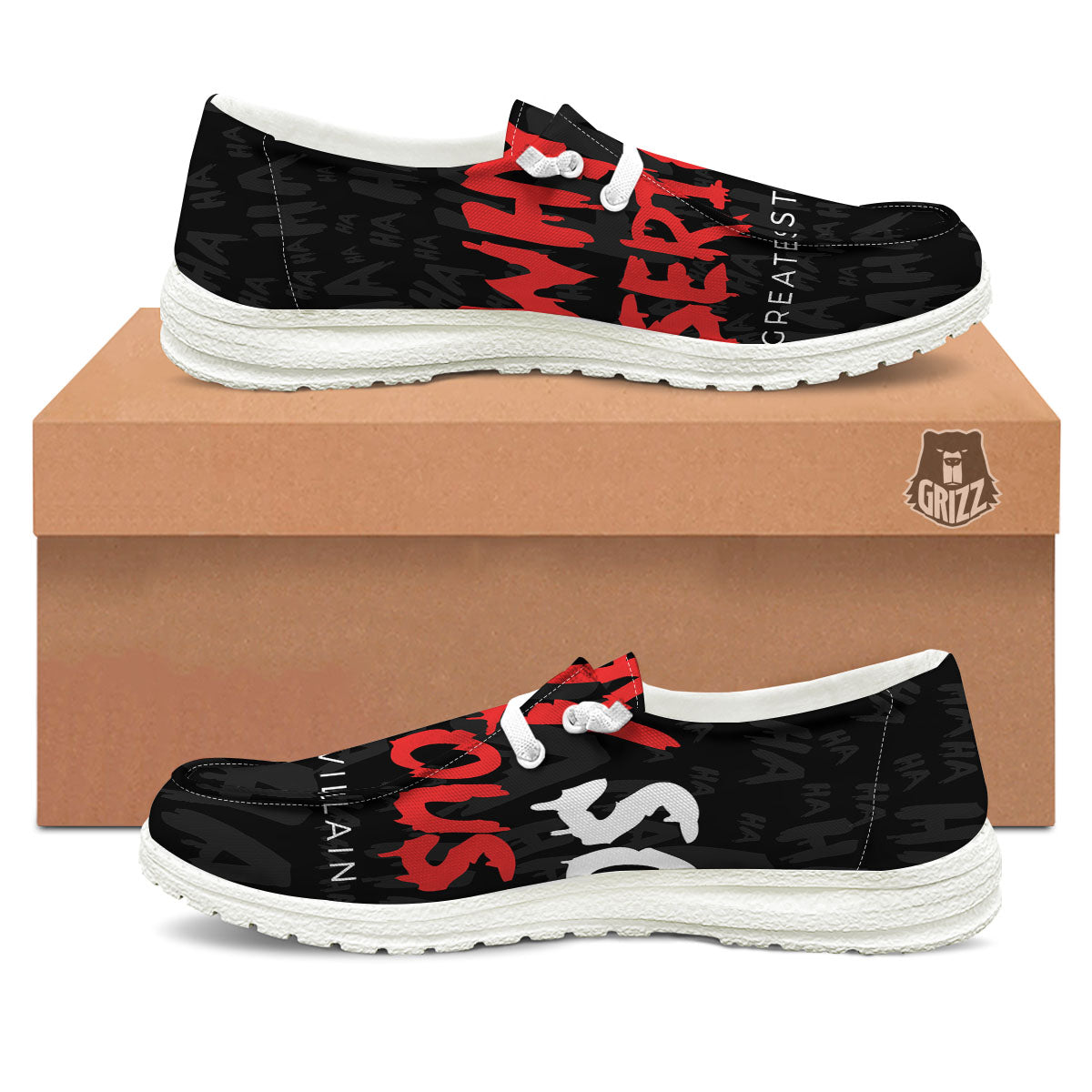 Why So Serious Laughing Joker Print White Loafers-grizzshop