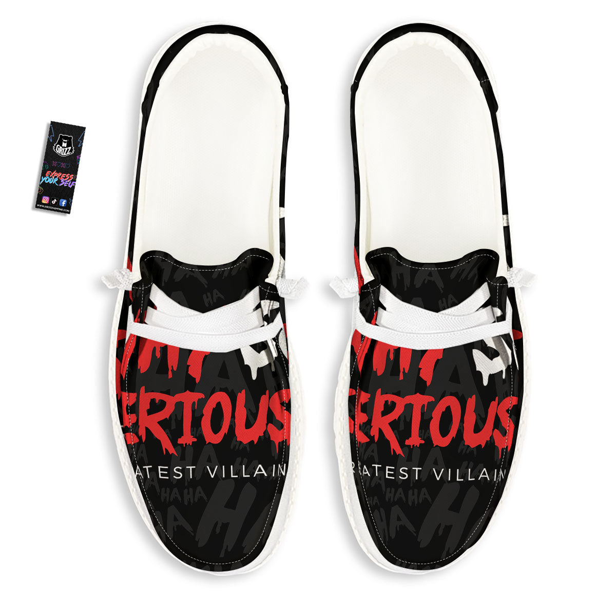 Why So Serious Laughing Joker Print White Loafers-grizzshop