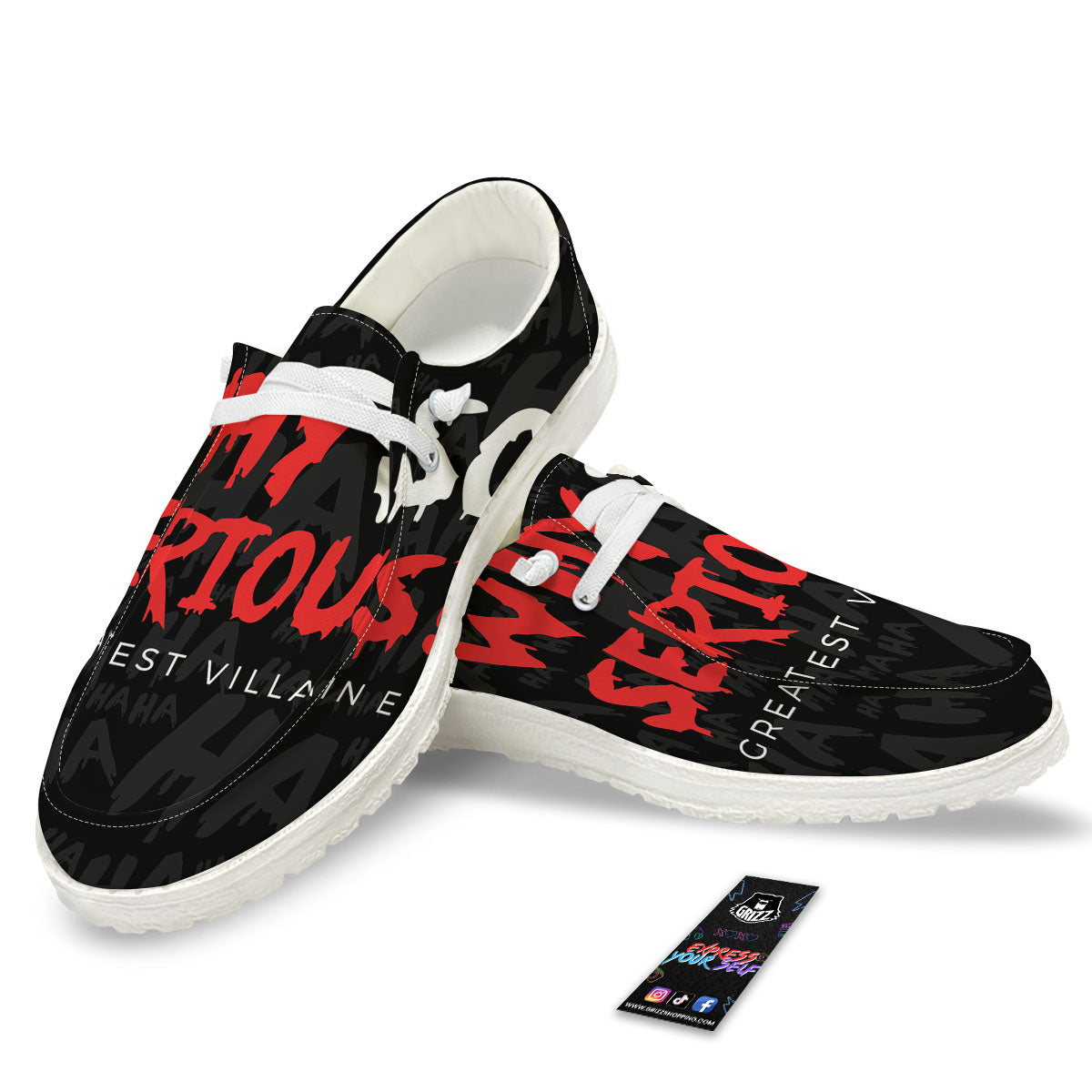 Why So Serious Laughing Joker Print White Loafers-grizzshop