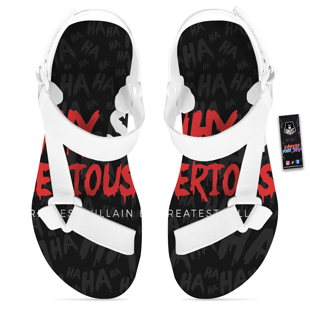 Why So Serious Laughing Joker Print White Open Toe Sandals-grizzshop