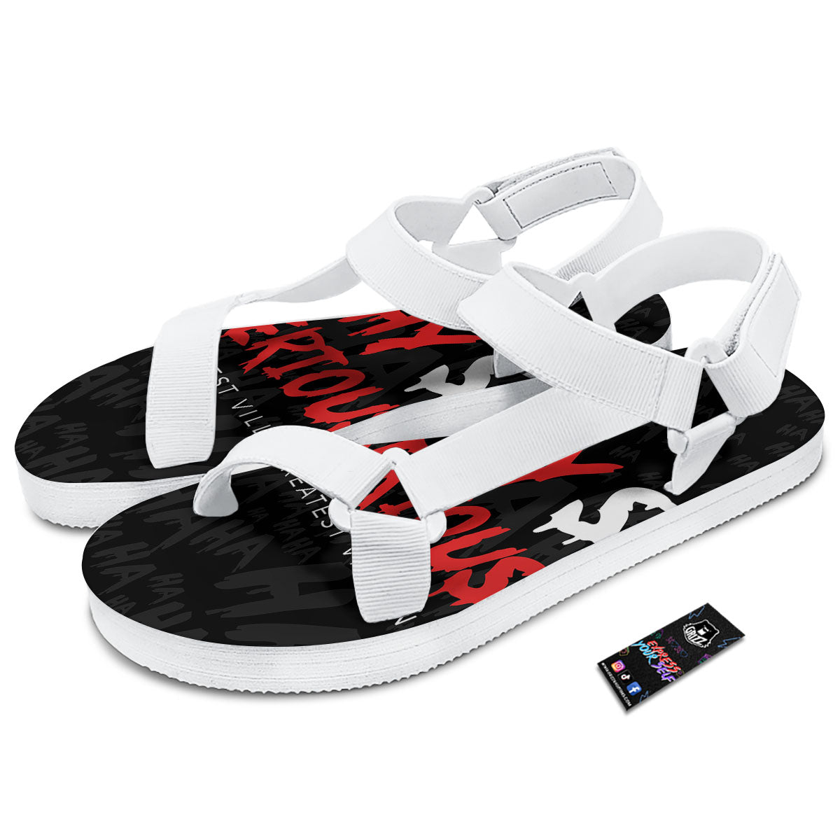Why So Serious Laughing Joker Print White Open Toe Sandals-grizzshop
