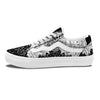 Wicca Devil Skull White And Black Print Skate Shoes-grizzshop