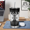 Wicca Devil Skull White And Black Print Tumbler-grizzshop