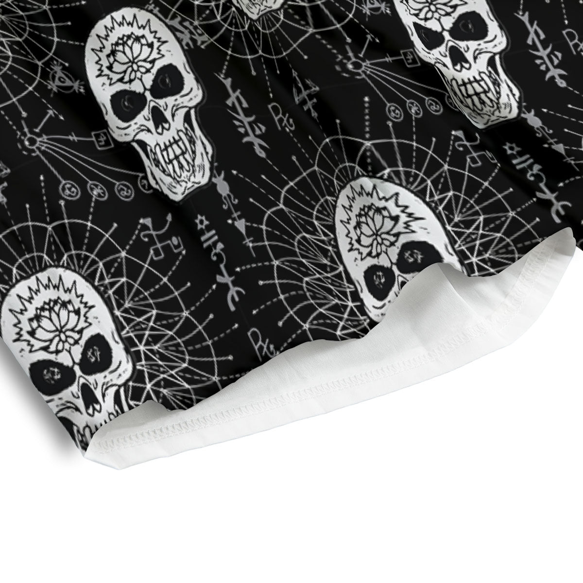Wicca Evil Skull White And Black Print Men's Athletic Shorts