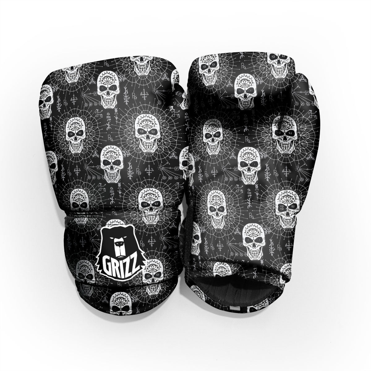 Wicca Evil Skull White And Black Print Pro Boxing Glove