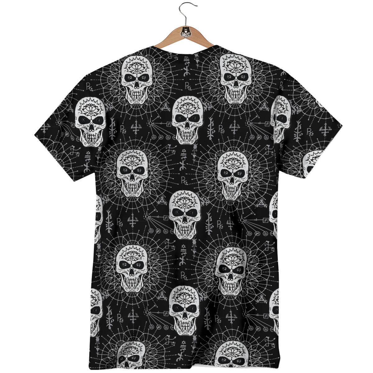 Wicca Evil Skull White And Black Print T-Shirt-grizzshop
