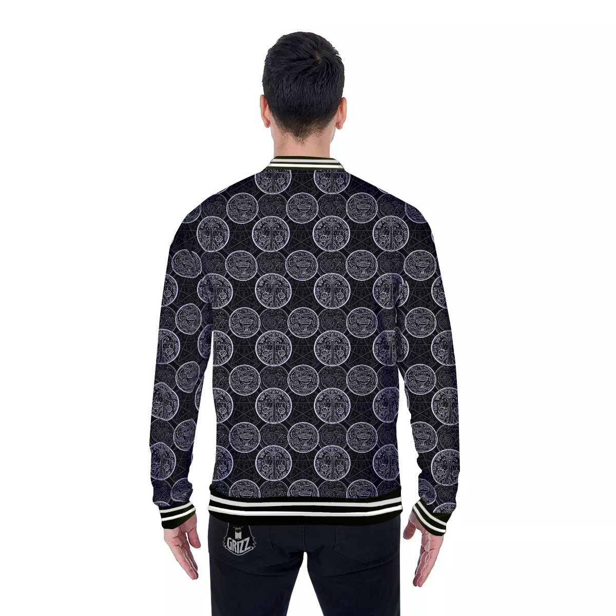 Wicca Gothic Curse Print Pattern Baseball Jacket-grizzshop
