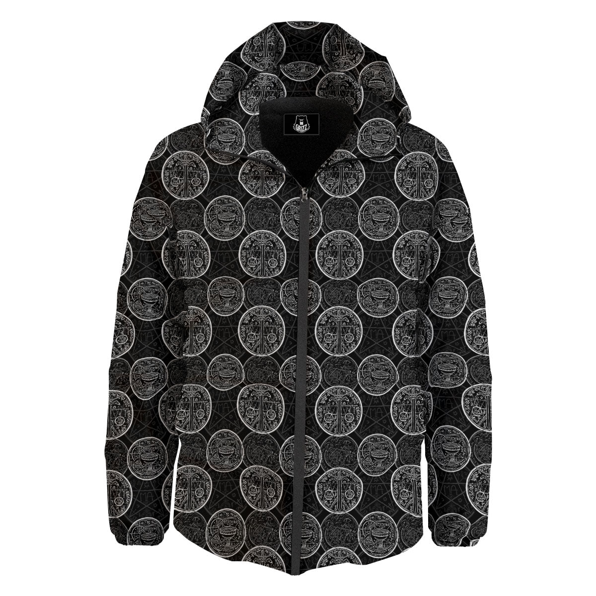 Wicca Gothic Curse Print Pattern Down Jacket-grizzshop