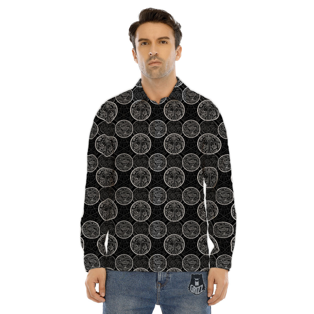 Wicca Gothic Curse Print Pattern Men's Dress Shirts