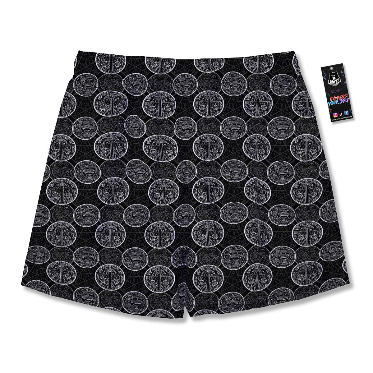 Wicca Gothic Curse Print Pattern Men's Running Shorts-grizzshop