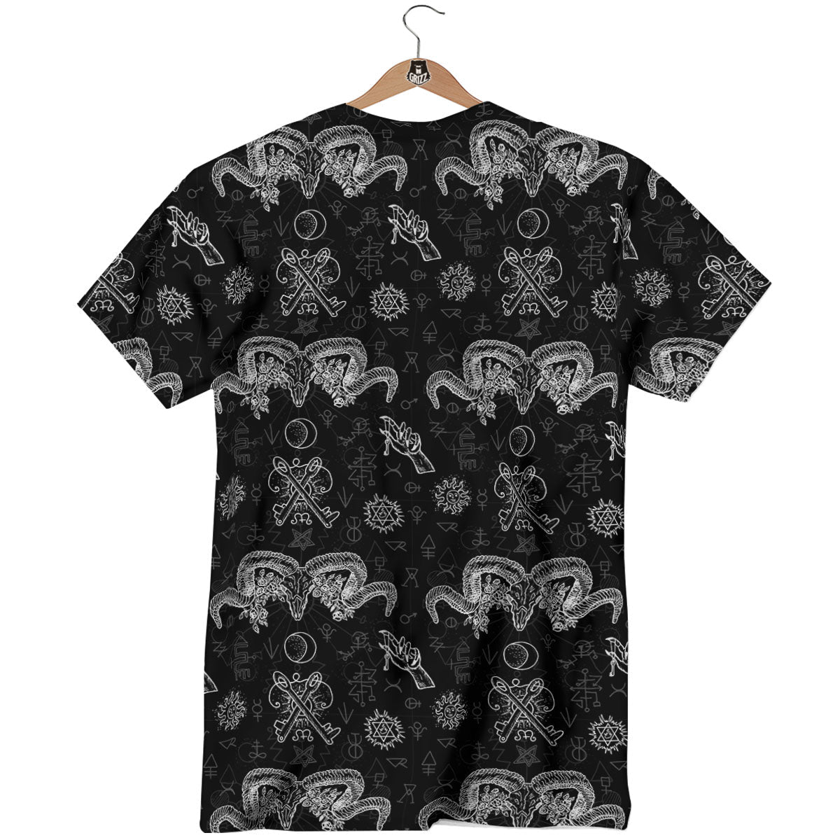 Wicca Gothic White And Black Print T-Shirt-grizzshop